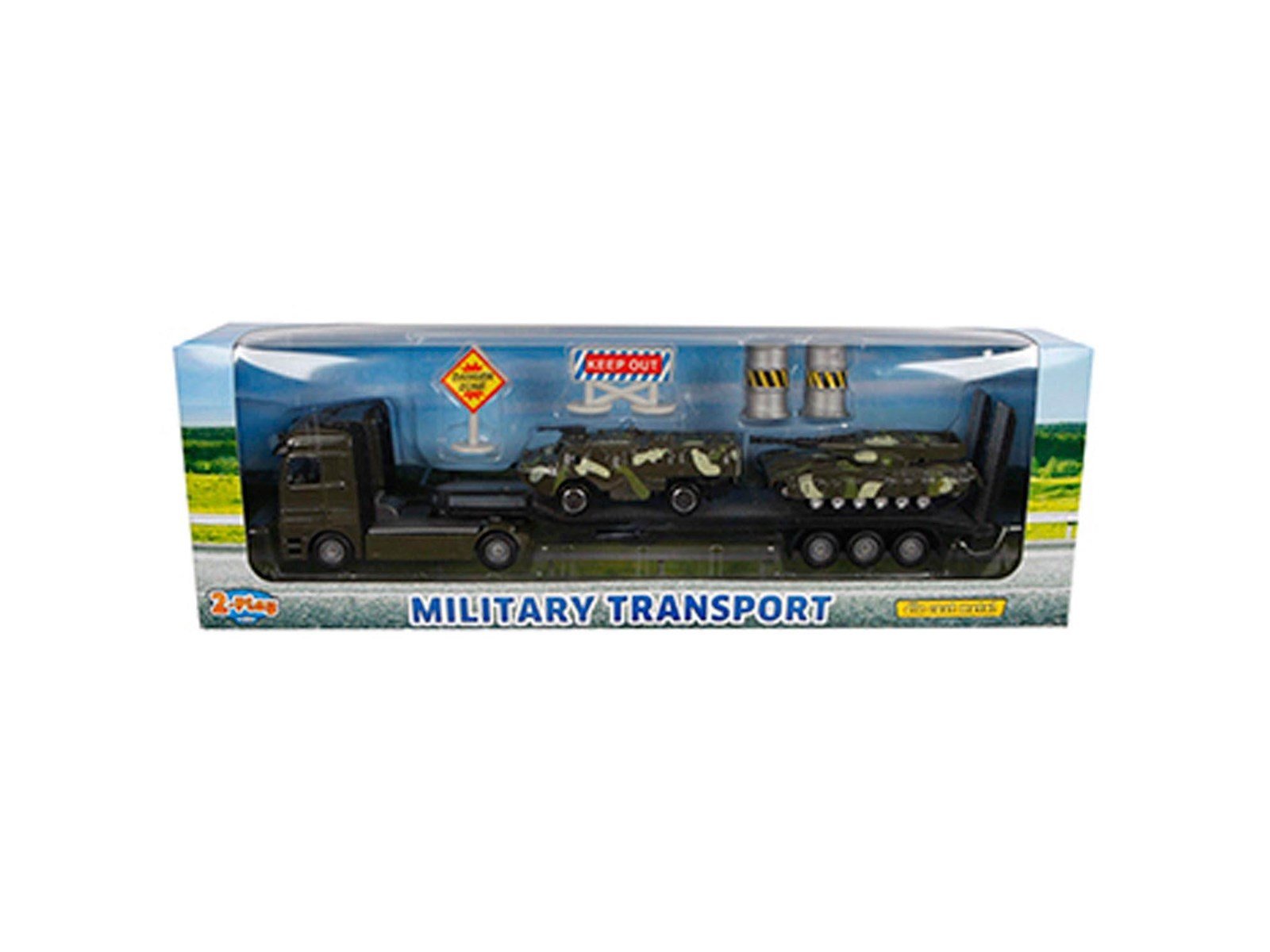 2-Play Traffic 2-Play Die-cast Truck Transporter with Tanks 24cm 2-Play Traffic 2-Play Die-cast Truck Transporter with Tanks 24cm